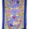 FRANCO FERRARI DOUBLE SIDED SILK SCARF - BLUE FLORAL/UNDERSEA