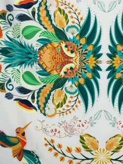 FRANCO FERRARI DOUBLE SIDED SQUARE SILK SCARF - WHITE HUMMINGBIRDS