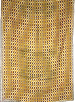 FRANCO FERRARI DOUBLE SIDED SILK SCARF - GOLD HEXAGON/BANANA FLORAL
