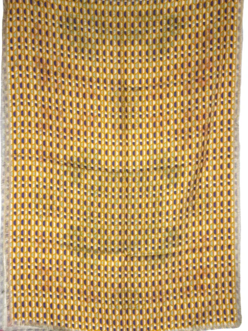 FRANCO FERRARI DOUBLE SIDED SILK SCARF - GOLD HEXAGON/BANANA FLORAL