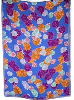 FRANCO FERRARI DOUBLE SIDED SILK SCARF - BLUE FLORAL/UNDERSEA