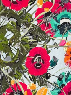 FRANCO FERRARI DOUBLE SIDED SQUARE SILK SCARF - POPPIES