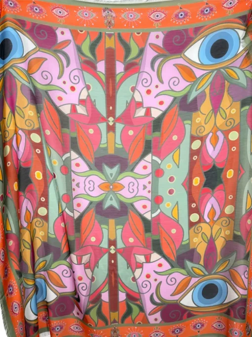 FRANCO FERRARI LARGE SQUARE COTTON/SILK SCARF - ALL SEEING EYE