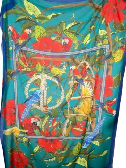 FRANCO FERRARI PARROTS SCARF - TEAL/YELLOW/RED
