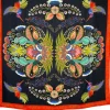 FRANCO FERRARI SQUARE SILK SCARF - NAVY/ORANGE HUMMINGBIRDS