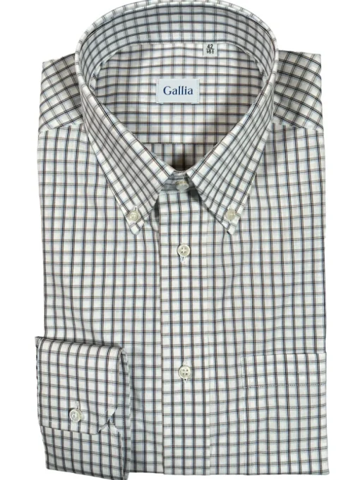 GALLIA MEN'S SHIRT - BROWN OPEN CHECK
