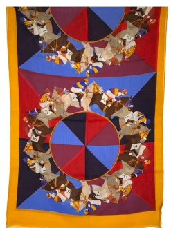 GALLIA WOOL & CASHMERE SCARF - RED HORSERACE