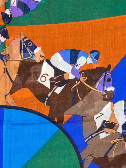 GALLIA WOOL & CASHMERE SCARF - NAVY HORSERACE