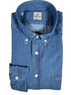 GIANGI NAPOLI MEN'S DENIM SHIRT - DOUBLE STONE WASH BLUE