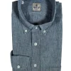 GIANGI NAPOLI MEN'S LINEN BLEND SHIRT - INDIGO STRIPE