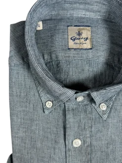 GIANGI NAPOLI MEN'S LINEN BLEND SHIRT - INDIGO STRIPE