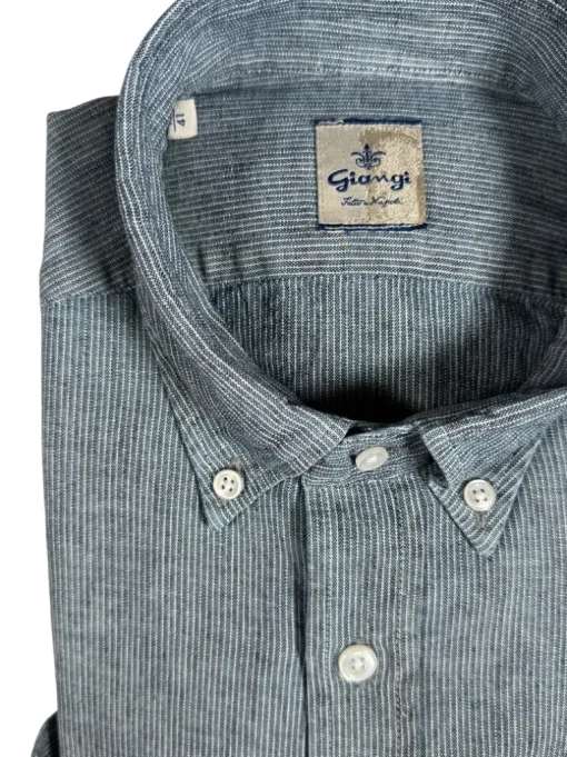 GIANGI NAPOLI MEN'S LINEN BLEND SHIRT - INDIGO STRIPE