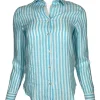 GIANGI NAPOLI WOMEN'S LINEN SHIRT - TURQUOISE STRIPE
