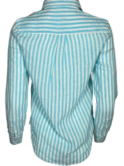 GIANGI NAPOLI WOMEN'S LINEN SHIRT - TURQUOISE STRIPE