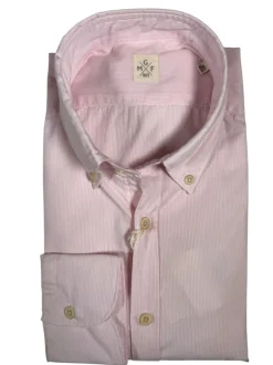 GMF 965 MEN'S COTTON SPORT SHIRT - LIGHT PINK FINE STRIPE