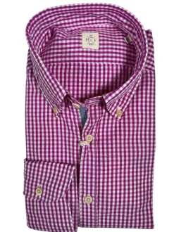 GMF 965 MEN'S COTTON SPORT SHIRT - RASPBERRY CHECK