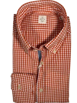 GMF 965 MEN'S COTTON SPORT SHIRT - ORANGE CHECK