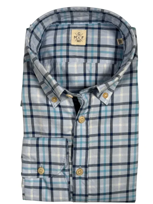 GMF 965 MEN'S COTTON SPORT SHIRT - BLUE CHECK