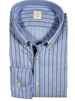 GMF 965 MEN'S COTTON SPORT SHIRT - BLUE/NAVY STRIPE