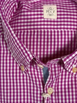 GMF 965 MEN'S COTTON SPORT SHIRT - RASPBERRY CHECK