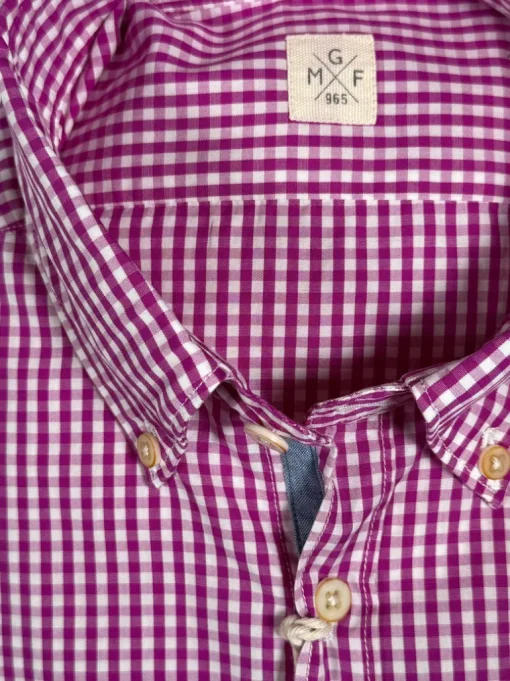 GMF 965 MEN'S COTTON SPORT SHIRT - RASPBERRY CHECK