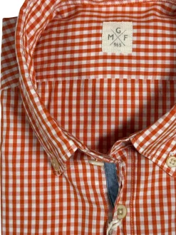 GMF 965 MEN'S COTTON SPORT SHIRT - ORANGE CHECK
