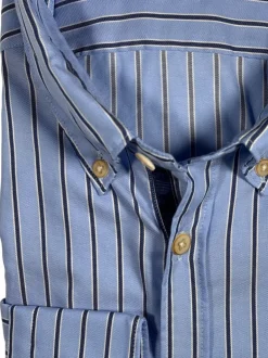 GMF 965 MEN'S COTTON SPORT SHIRT - BLUE/NAVY STRIPE
