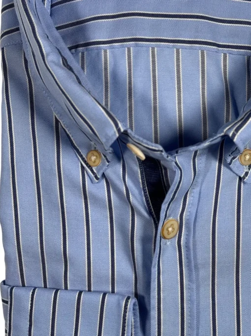 GMF 965 MEN'S COTTON SPORT SHIRT - BLUE/NAVY STRIPE
