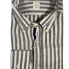 GMF 965 MEN'S LINEN BLEND SPORT SHIRT - BROWN STRIPE
