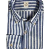 GMF 965 MEN'S LINEN BLEND SPORT SHIRT - BLUE STRIPE