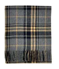 HOGARTH SCOTLAND ALPACA & LAMBSWOOL THROW - GREY PLAID