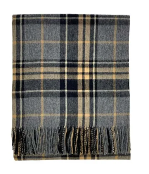 HOGARTH SCOTLAND ALPACA & LAMBSWOOL THROW - GREY PLAID