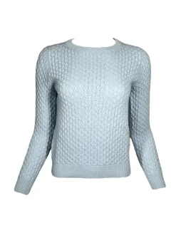 HUBERT GASSER CABLE KNIT SWEATER - LIGHT BLUE
