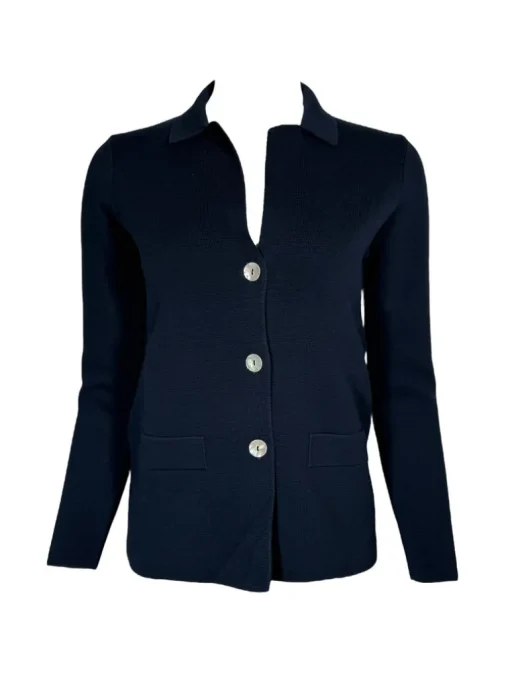 HUBERT GASSER CLASSIC KNIT BLAZER - NAVY