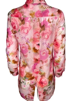 HUBERT GASSER FLORAL BACK SPLIT SHIRT - FUCSIA