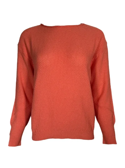 HUBERT GASSER PULLOVER RICE STITCH SWEATER - APRICOT