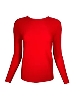 HUBERT GASSER ROUND NECK LONG SWEATER - RED