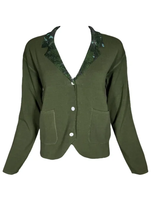 IN BED WITH YOU KNIT BLAZER - GREEN WITH FLORAL