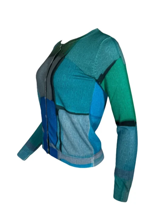 IN BED WITH YOU REVERSIBLE CARDIGAN - GREEN COLORBLOCK/GREY OVALS