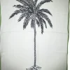 JANAVI PALM SCARF - IVORY/GREEN SELVEDGE