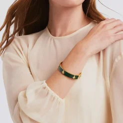 JULIE VOS BEE HINGE BANGLE - MULBERRY ENAMEL