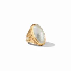 JULIE VOS CANNES STATEMENT RING - IRIDESCENT CLEAR CRYSTAL