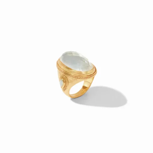 JULIE VOS CANNES STATEMENT RING - IRIDESCENT CLEAR CRYSTAL