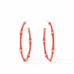 JULIE VOS LARGE BAMBOO HOOP - CORAL ENAMEL