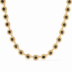 JULIE VOS TUDOR TENNIS NECKLACE - OBSIDIAN BLACK