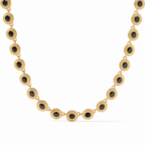 JULIE VOS TUDOR TENNIS NECKLACE - OBSIDIAN BLACK