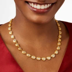 JULIE VOS TUDOR TENNIS NECKLACE - OBSIDIAN BLACK