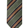 JZ RICHARDS SILK TIE - OLIVE/ORANGE STRIPE