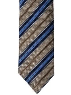 JZ RICHARDS SILK TIE - TAN/BLUE STRIPE