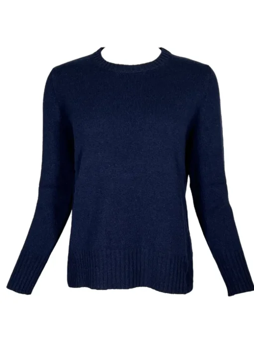 KANGRA CASHMERE/MERINO DROP BACK SWEATER - NAVY